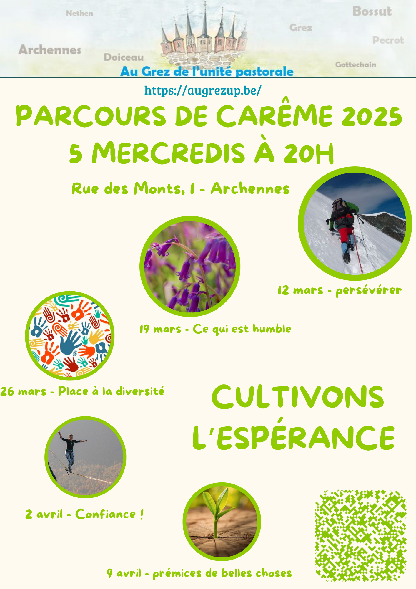 Parcours carême 2025 Unité Pastoral Grez Nethen